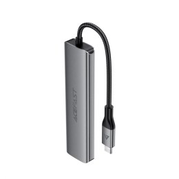 Hub stacja dokująca 6w1 USB-C - UAB-A USB-C HDMI SD 4K 60Hz PD 90W - szara
