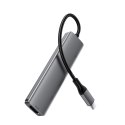 Hub stacja dokująca 6w1 USB-C - UAB-A USB-C HDMI SD 4K 60Hz PD 90W - szara