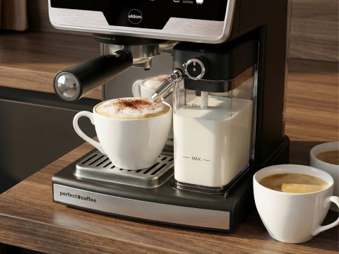 ELDOM EKSPRES CIŚNIENIOWY KOLBOWY ECK1 1300W 20 BAR, ZASOBNIK NA MLEKO, 6 PROGRAMÓW AUTOMATYCZNYCH, 2 PROGRAMY RECZNE