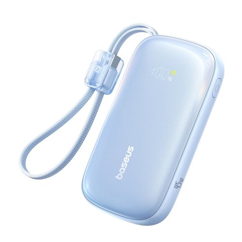 Powerbank 10000mAh 45W z kablem USB-C iPhone Lightning - niebieski