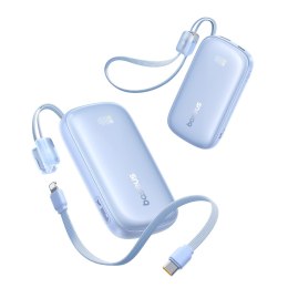Powerbank 10000mAh 45W z kablem USB-C iPhone Lightning - niebieski