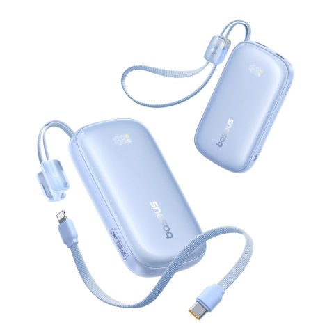Powerbank 10000mAh 45W z kablem USB-C iPhone Lightning - niebieski
