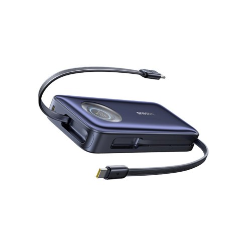 Powerbank 20000mAh 100W ze zwijanymi kablami USB-C - czarny