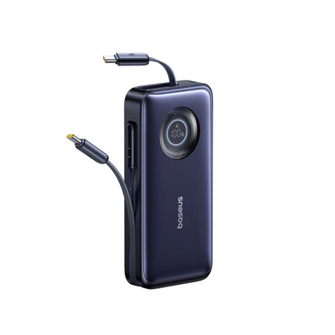 Powerbank 20000mAh 100W ze zwijanymi kablami USB-C - czarny