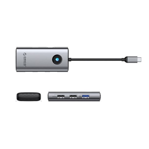 Hub stacja dokująca USB-C - USB-A USB-C PD HDMI - szara