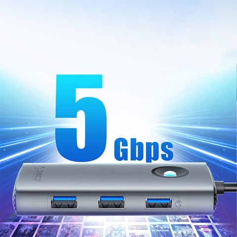 Hub stacja dokująca USB-C - USB-A USB-C PD HDMI - szara