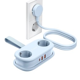 Listwa zasilająca 5w1 AC USB-A USB-C GaN 20W - niebieska