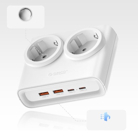 Listwa zasilająca 6w1 AC USB-A USB-C 25W - biała