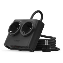 Listwa zasilająca 6w1 AC USB-A USB-C 25W - czarna
