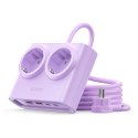 Listwa zasilająca 6w1 AC USB-A USB-C 25W - fioletowa