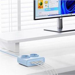 Listwa zasilająca 6w1 AC USB-A USB-C 25W - niebieska