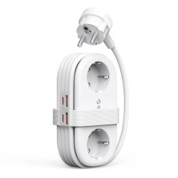 Listwa zasilająca 6w1 AC USB-A USB-C GaN 65W - biała