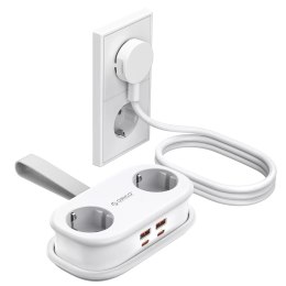 Listwa zasilająca 6w1 AC USB-A USB-C GaN 65W - biała
