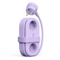 Listwa zasilająca 6w1 AC USB-A USB-C GaN 65W - fioletowa