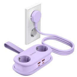 Listwa zasilająca 6w1 AC USB-A USB-C GaN 65W - fioletowa