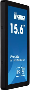 Iiyama ProLite TF1633MSC-B1 monitor komputerowy 39,6 cm (15.6") 1920 x 1080 px Full HD Ekran dotykowy Czarny