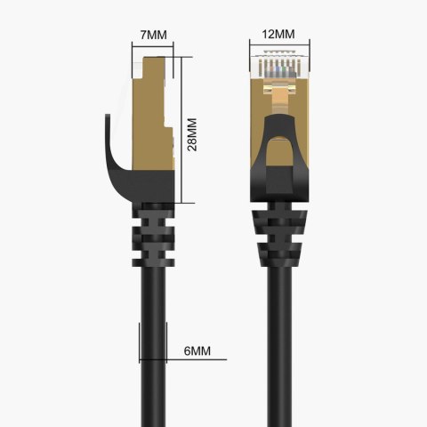 Kabel sieciowy internetowy okrągły LAN CAT7 10Gbps RJ45 30m - czarny