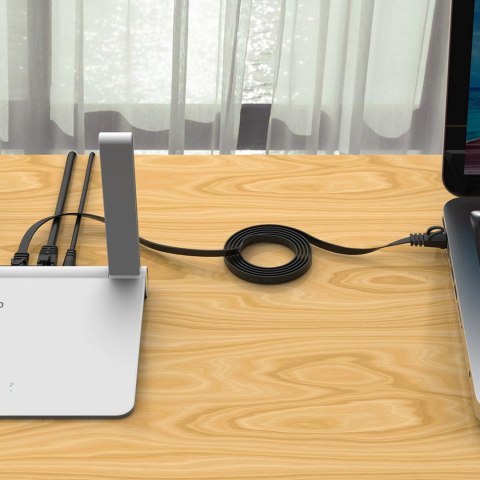 Kabel sieciowy internetowy płaski Ethernet CAT7 10Gbps RJ45 LAN 20m - czarny