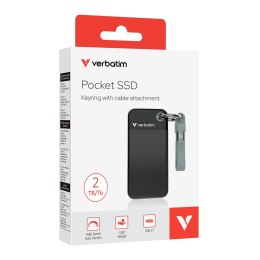 Zewnętrzny dysk SSD Verbatim Pocket SSD 2TB USB 3.2 Gen 2 (3.1 Gen 2) Czarny, Szary