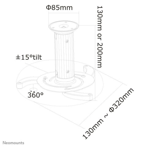Neomounts BEAMER-C80 uchwyt do montażu projektora Sufit Srebrny