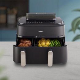 Philips 5000 series NA551/00 frytkownica Podwójny 9 l Autonomiczny 2750 W Frytkownica na gorące powietrze Czarny, Srebrny