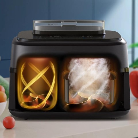 Philips 5000 series NA551/00 frytkownica Podwójny 9 l Autonomiczny 2750 W Frytkownica na gorące powietrze Czarny, Srebrny