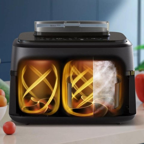 Philips 5000 series NA551/00 frytkownica Podwójny 9 l Autonomiczny 2750 W Frytkownica na gorące powietrze Czarny, Srebrny