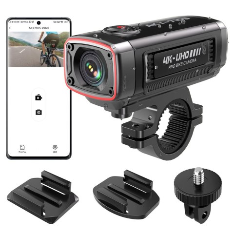 Kamera sportowa wideorejestrator 4K na kierownicę motocykla AKY-710S - czarna