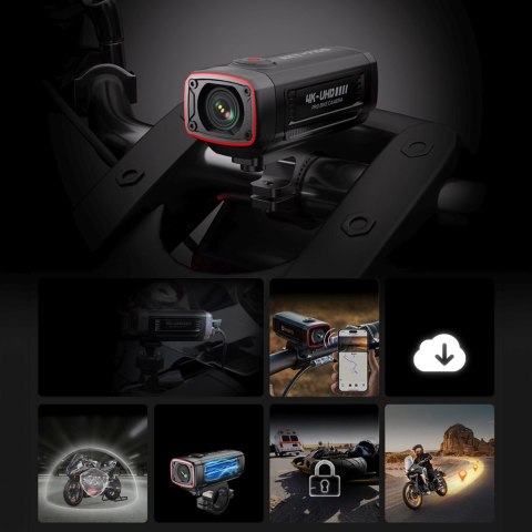 Kamera sportowa wideorejestrator 4K na kierownicę motocykla AKY-710S - czarna