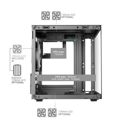 TACENS MARS MC-CUBE 1xARGB USB-C mATX- obudowa/cases