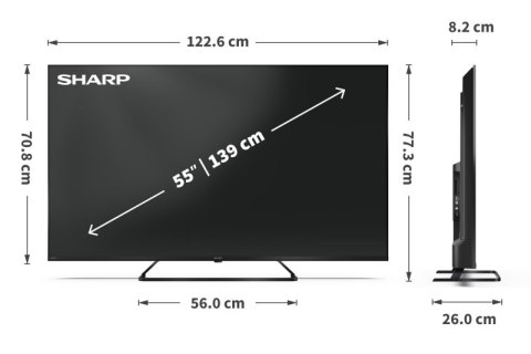Ostry Telewizor Smart TV 55HP6265E 55 Google TV UHD Czarny