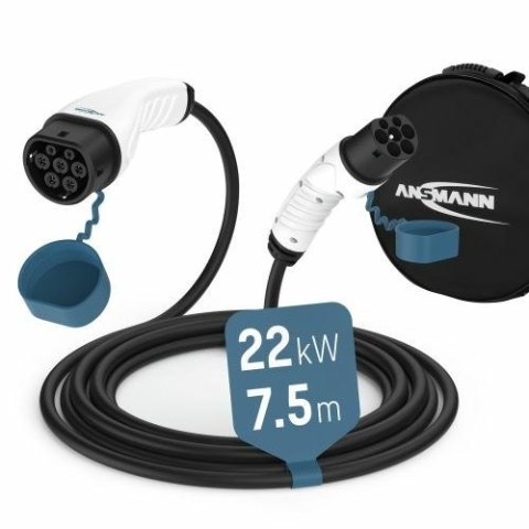 Ansmann 1900-0120 kabel do ładowania pojazdów elektrycznych Czarny Typ 2 3 7,5 m