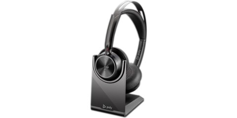 POLY Zestaw słuchawkowy Voyager Focus 2 z certyfikatem Microsoft Teams USB-C-C + przejściówka USB-C/A + podstawka ładująca