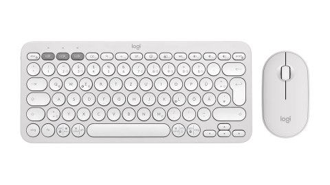 Logitech 920-012204 klawiatura Dołączona myszka Uniwersalne RF Wireless + Bluetooth QWERTZ Niemiecki Biały