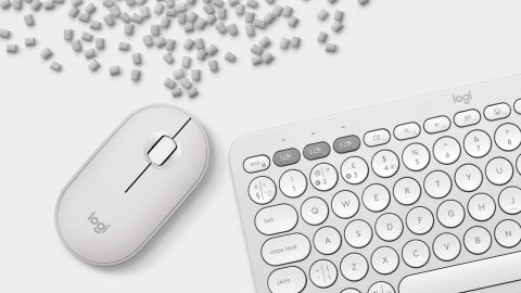 Logitech 920-012204 klawiatura Dołączona myszka Uniwersalne RF Wireless + Bluetooth QWERTZ Niemiecki Biały