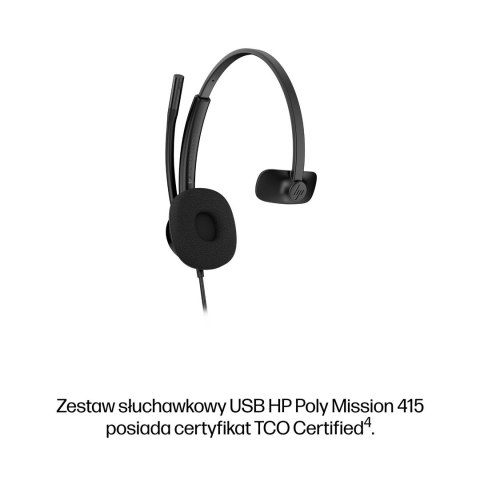 Słuchawki przewodowe HP Poly Mission 415 Monaural USB Wired Headset Classic