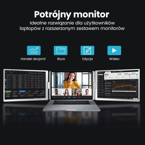 EXTRALINK SMART LIFE 14" 2-SCREEN MONITOR FOR LAPTOPS 12" TO 17.3"