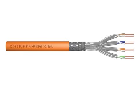 Digitus Kabel instalacyjny kat.7, S/FTP, Cca-s1a d1 a1, AWG 23/1, LSOH, 500m, pomarańczowy, szpula
