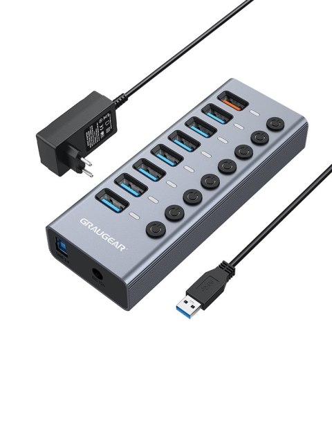 GRAUGEAR G-HUB71-A huby i koncentratory USB 3.2 Gen 1 (3.1 Gen 1) Type-A 5000 Mbit/s