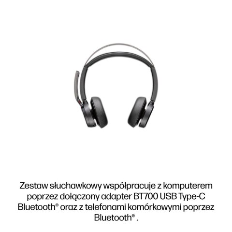 Słuchawki Poly Voyager Focus 2-M USB-C-C Headset USB-C/A Adapter Charging Stand No localization Retail Packaging