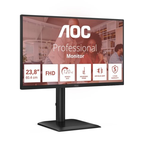 AOC 24E4U monitor komputerowy 60,5 cm (23.8") 1920 x 1080 px Full HD LED Czarny