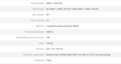 Kamera internetowa Avtek CAM4K