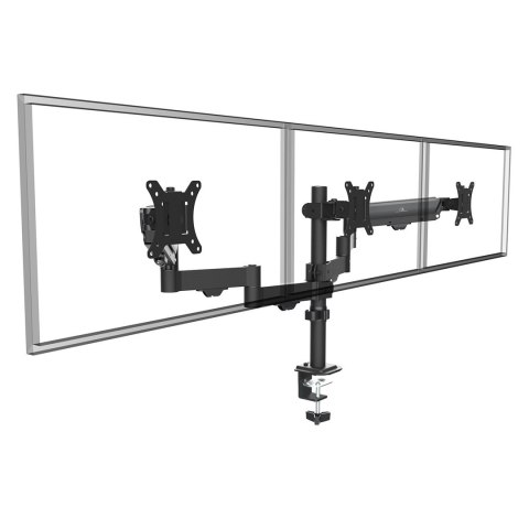 MACLEAN UCHWYT NA 3 MONITORY, SPRĘŻYNA GAZOWA, 17"-27", 2-8KG, CZARNY MC-137