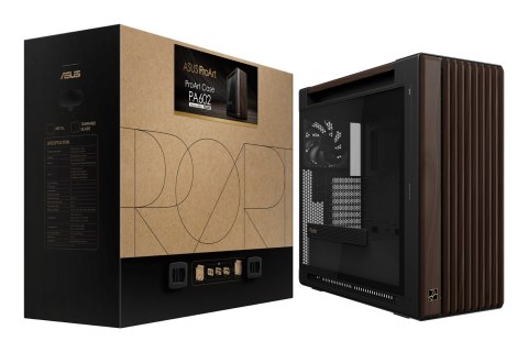 ASUS ProArt PA602 Wood Edition Modern Black - Tempered Glass Panel Midi Tower Czarny, Drewno