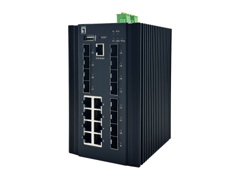 LevelOne Industrial L2+ Managed Switch 20-portowy/IP40+DIN 2,5 Gb/s