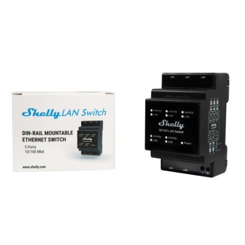 Switch LAN Shelly - gniazdko - 5 portów - 10/100 Mbit