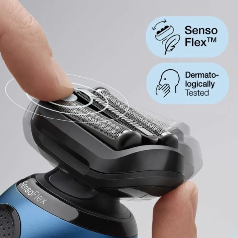 Braun Series 6 61-B4500cs - Golarka foliowa - Niebieski - Przyciski - LED - Ładowanie - Zasilanie - AC/Bateria