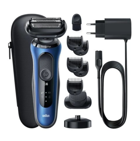 Braun Series 6 61-B4500cs - Golarka foliowa - Niebieski - Przyciski - LED - Ładowanie - Zasilanie - AC/Bateria