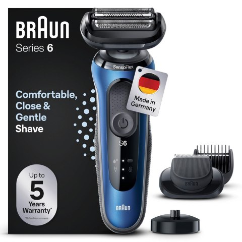 Braun Series 6 61-B4500cs - Golarka foliowa - Niebieski - Przyciski - LED - Ładowanie - Zasilanie - AC/Bateria