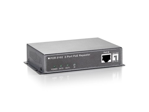 LevelOne POR-0102 2-portowy wzmacniacz PoE - Repeater - 2 porty - 10Base-T, 100Base-TX, 1000Base-T - Zewnętrzne - do 100 m